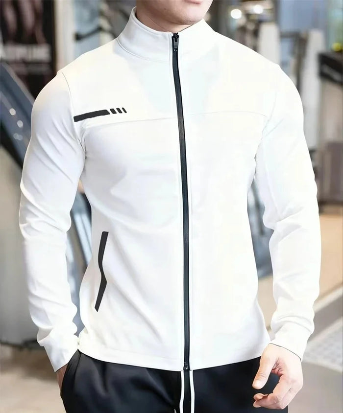 2025 New Autumn Men's casual stand collar zipper Sweatshirt jogging Sport Jacket coat Men Gym Fitness slim fit long sleeve Top