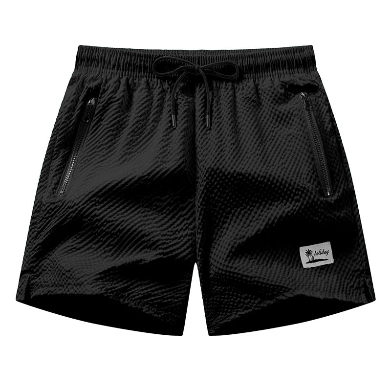 Mens Seersucker Beach Shorts With Mesh Liner Quick Dry