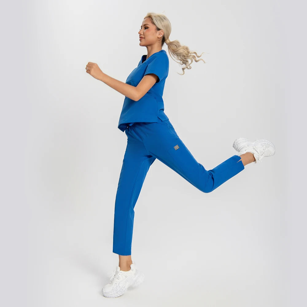 KUNGFU SCRUBS Women Nurse Scrubs Medical Uniform Top Antibacterial Soft Wrinkle-resistant Waterproof T-shirt Pencil Pants