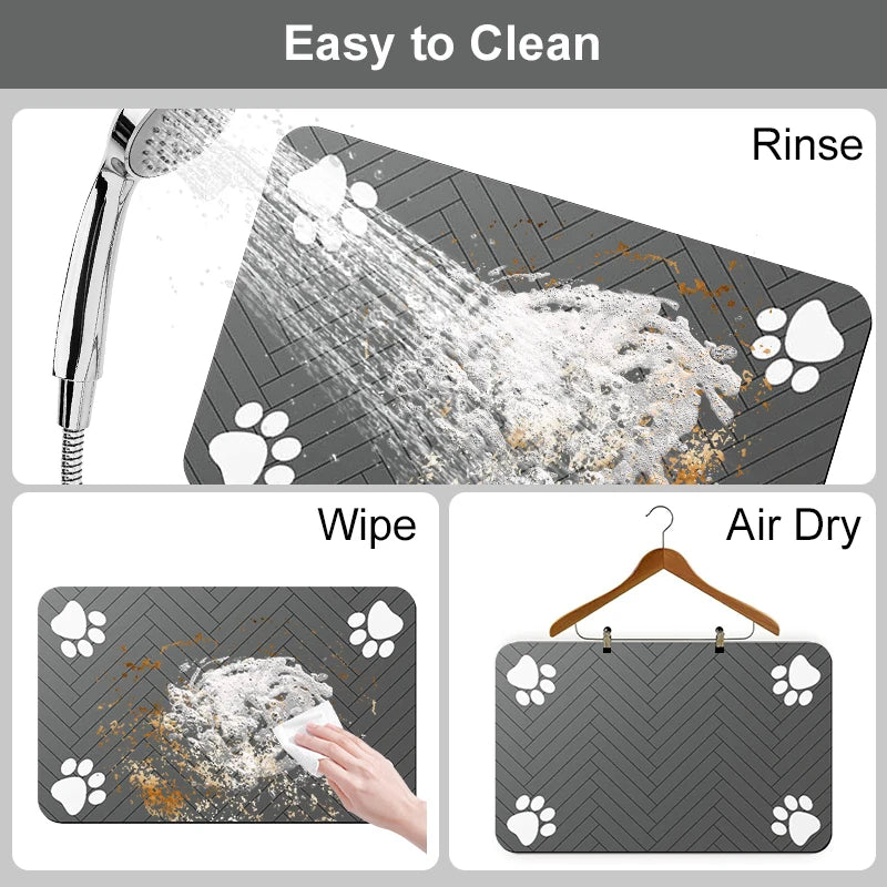 Pet Feeding Mat For Food And Water Bowl Absorbent Quick Dry Pet Placemat With Rubber Backing For Dog And Cat 3040/4050/4060 Cm