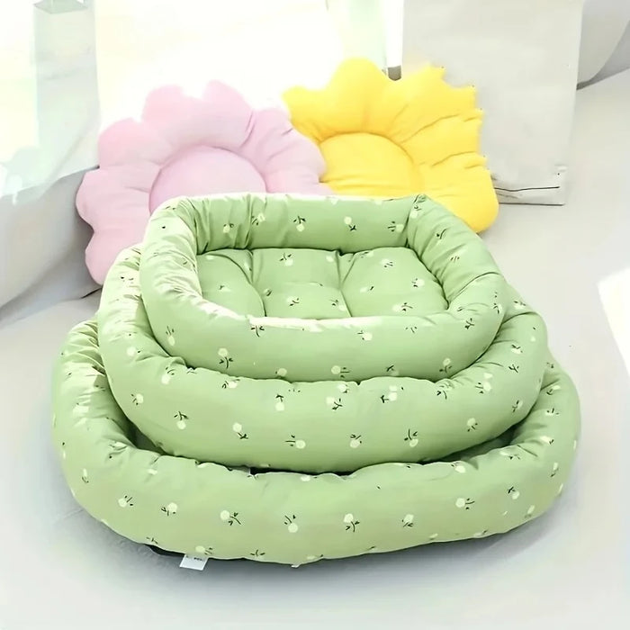 Canapé-lit pour animaux, haute élasticité, confort épais pour chiens et chats de petites, moyennes et grandes tailles, motif floral champêtre, 3 tailles, tapis de couchage durable pour animaux