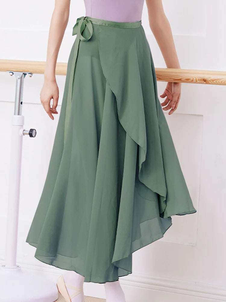 Adult Ballet Wrap Skirt for Women Soft Chiffon Dance Practice Skirt Ballet Class Performance Cover Up