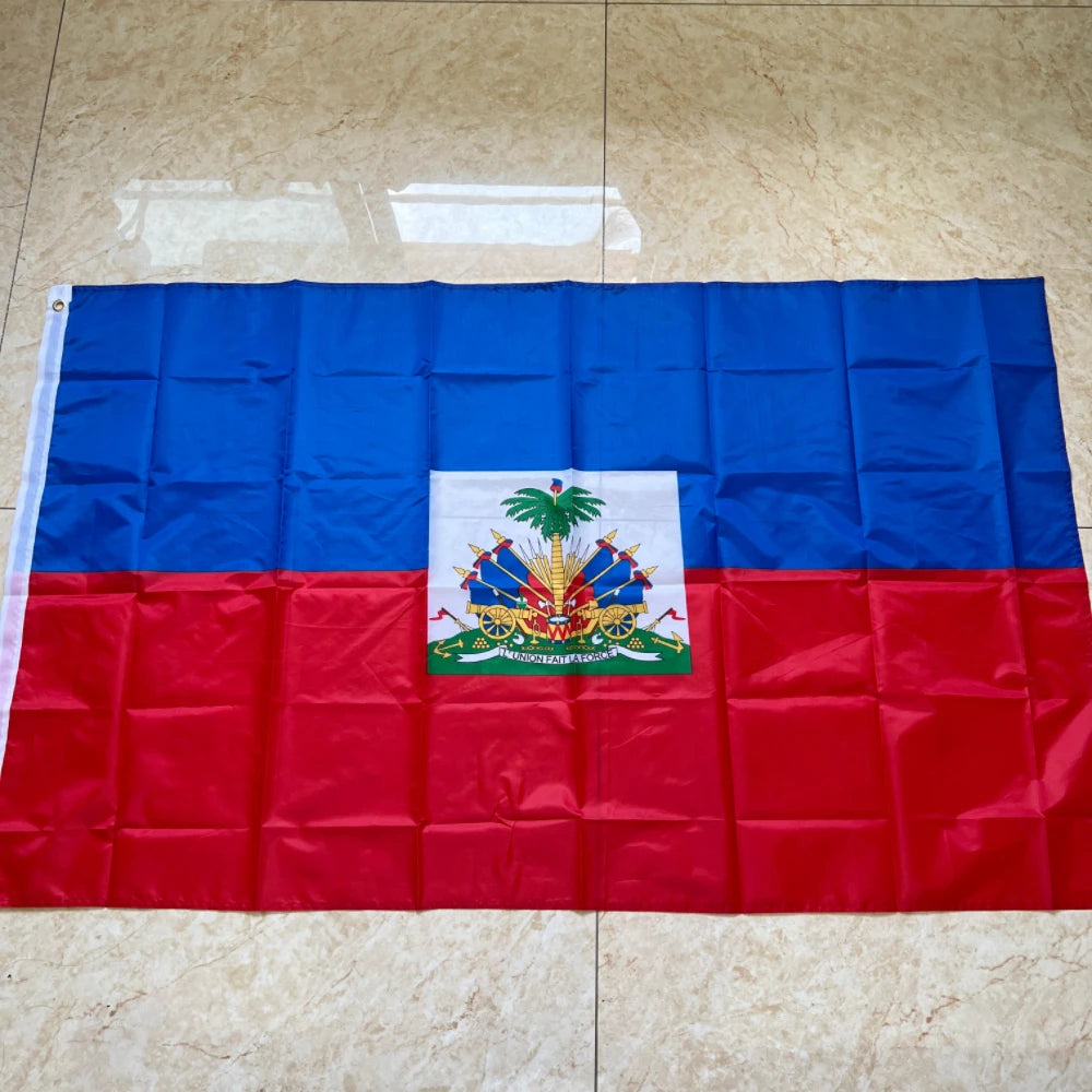 Haiti flag 90x150cmAyiti Ht Haiti Flag Hanging polyester decorated flag blue red print Haitian flag sports banners