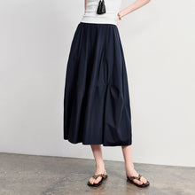 TOYOUTH Women's A-Line Bud Skirt 2026 Summer New Split Detail Retro Puff Midi Skirt, Lightweight Outdoor Wear
