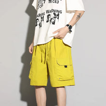 Men's High Street Cargo Shorts Lightweight Breathable Solid Color Drawstring Waist Big Pockets Shorts Casual Summer Short Pants