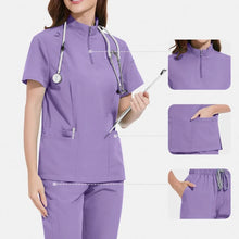 Neutral medical frosted stand up collar zipper design, doctor and nurse work clothes, operating room surgical clothes