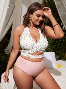 Womens Plus Size Two Piece Bikini Set Printed Swimsuit