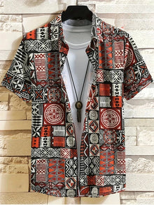 Hawaii Shirts for Men 3D Paisley Graphic Short-sleeved T-shirt Casual Lapel Buttons Male Tops Summer Oversized Bohemian Man Tees