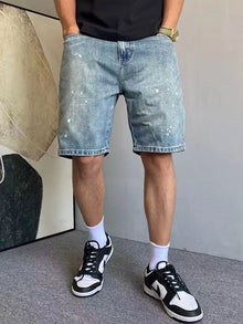 Men's Summer American High Street Denim Shorts Slim Fit 5-Point Casual Mid Pants Fashion Y1Y2 Style Cross-Border Hot Sale
