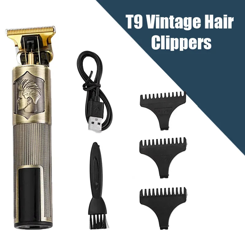 T9 Electric Hair Trimmer USB Shaver 0mm Bald Fade Portable