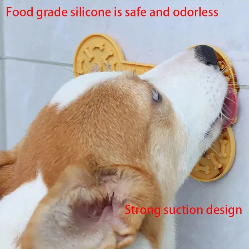 Bone Shape Silicone Licking Pad Pet Dog Peanut Butter Slow Food Bowl Eating for Cats Dogs Feeder Feeding Lickmat