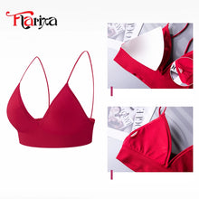 Flarixa Triangle Cup Deep V Neck Bralettes Camisole Bra for Woman Yoga Top Corset With Push Up Effect Soft Underwear Lingerie
