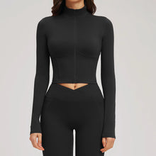 Yoga Long Sleeve Zipper Jacket Crop Tops Running Quick Dry
