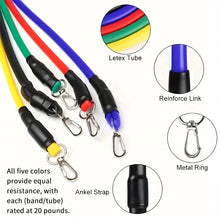 1set 11pcs Resistance Bands Set, Exercise Bands with Door Anchor, Handles, Carry Bag, Legs Ankle Straps for Resistance Training
