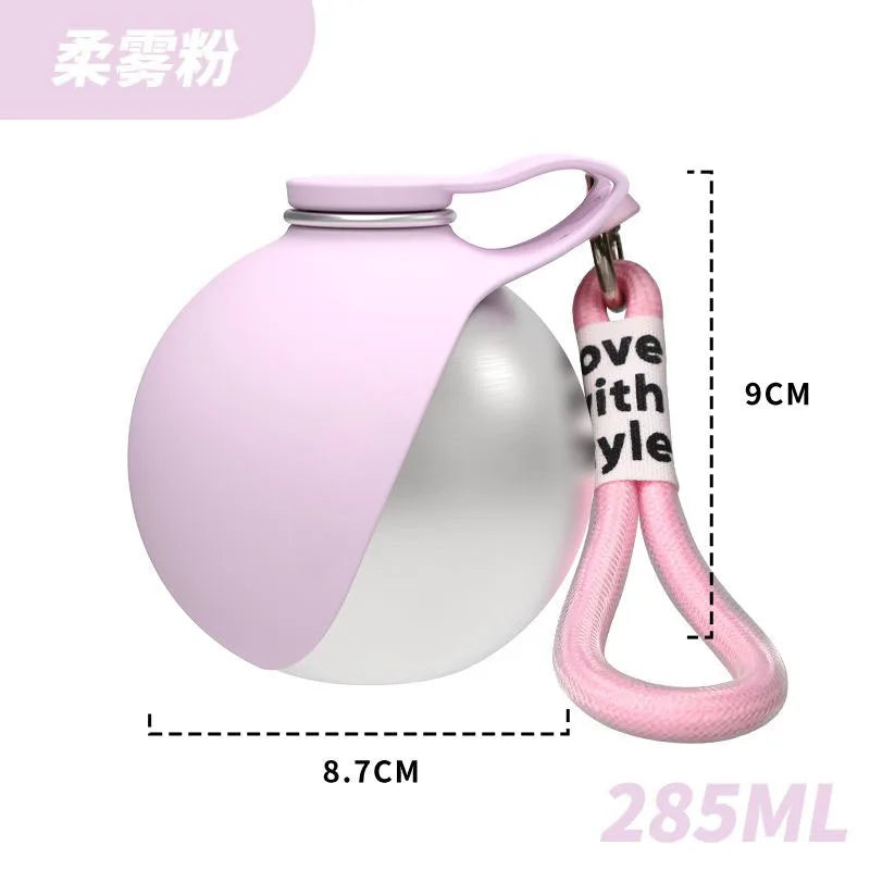 Portable Dog Water Bottle, 304 Stainless Steel Pet Drinking Bottle with Hook & Leak Proof Ball Valve for Walking Travel