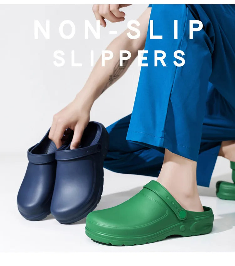Non-Slip Closed-Toe Operating Room Slippers, Medical Closed-Toe Slippers, Hospital Clogs, Surgical Shoes for Departments, Dual-Use