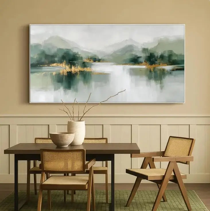100% Handmade Abstract Oil Painting Original Gold Forest Landscape Wall Art Picture Large Mural For Home Living Room Decor Image