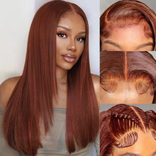 Copper Red Straight Layered Lace Front Wig For Women