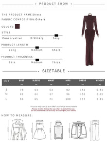 Robe longue élégante Nibber style hipster, sans taille, froncée, col roulé, manches longues, design évidé, pour femme, style automne, idéale pour bal ou soirée, coupe moulante