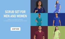 Niaahinn Pants Sets Scrubs Top with Zipper Salon Beauty Spa Uniform Women Men Scrub Uniforms Healthcare Pharmacy Nurse Work Wear