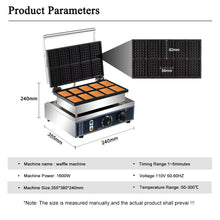 HPH2O Commercial Waffle Maker 10PCS Square Shape Waffle Machine 1550W Waffle NonStick Coating Baking and Dessert Maker