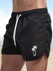Men's Beach Shorts, Urban Swimwear with Print, Casual Running Pants, Lightweight Quick Drying Shorts for Swimming, Surf, Summer
