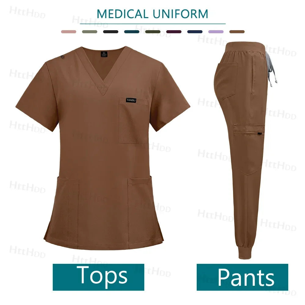 Mens Scrubs Uniform Work Gowns Woman Doctor Surgical Gown Wholesale Scrub Sets Beauty Salon Pharmacy Pet Store Uniforms Top Pant