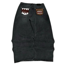 Y2k Wash Dark Baggy Jeans Men Shark Mouth Pocket Print White Tribal Flame Side Graphic Wide Leg Harajuku Hip Hop Denim Trousers