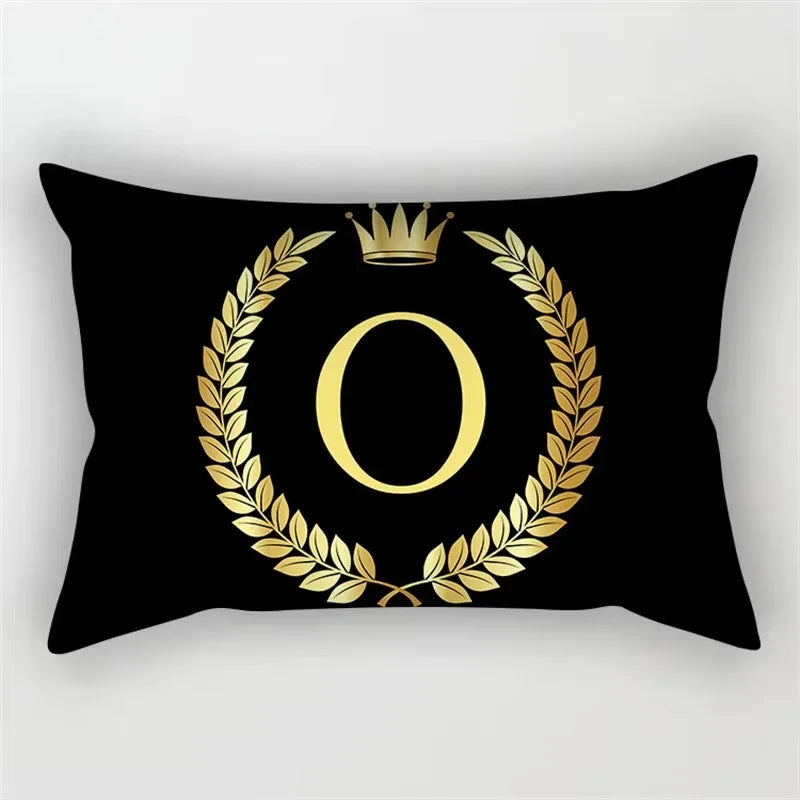 Black and Gold Letter Pattern Print Decoration Bedroom Living Room Office Cushion Cover Home Decoration Rectangular Pillowcase