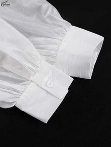 Oymimi Women's White Mini Dress 2026 Spring Deep V-Neck Puff Sleeve Corset Tiered Ruffle Sheer Casual Party Fashion Trendy Wear