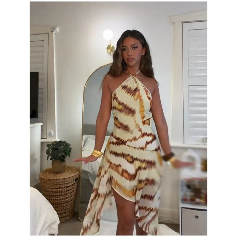 Women Rainbow Diagonal Stripe Maxi Dress One Shoulder Strap Slim Bodycon High Slit Knit Vestido Summer Beach Vacation Outfit