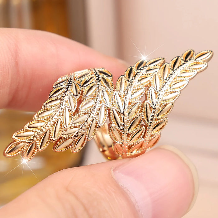 Small Wing Charm Female Metal Adjustable Finger Ring Vintage Gold Color Wedding Jewelry For Women