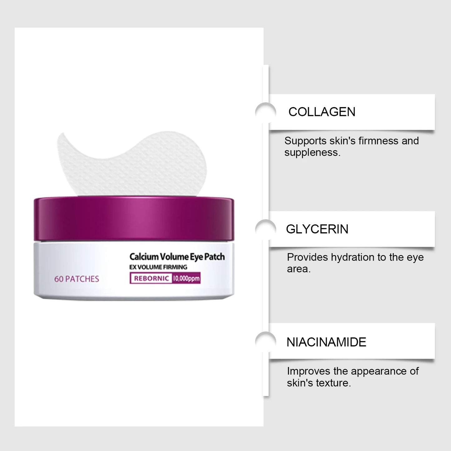 Eye-Lift Calcium Patches Instant Volume Boost & Brightening,Refreshing Hydrogel Mask for Tired Eye,Vegan & Cruelty-Free Skincare