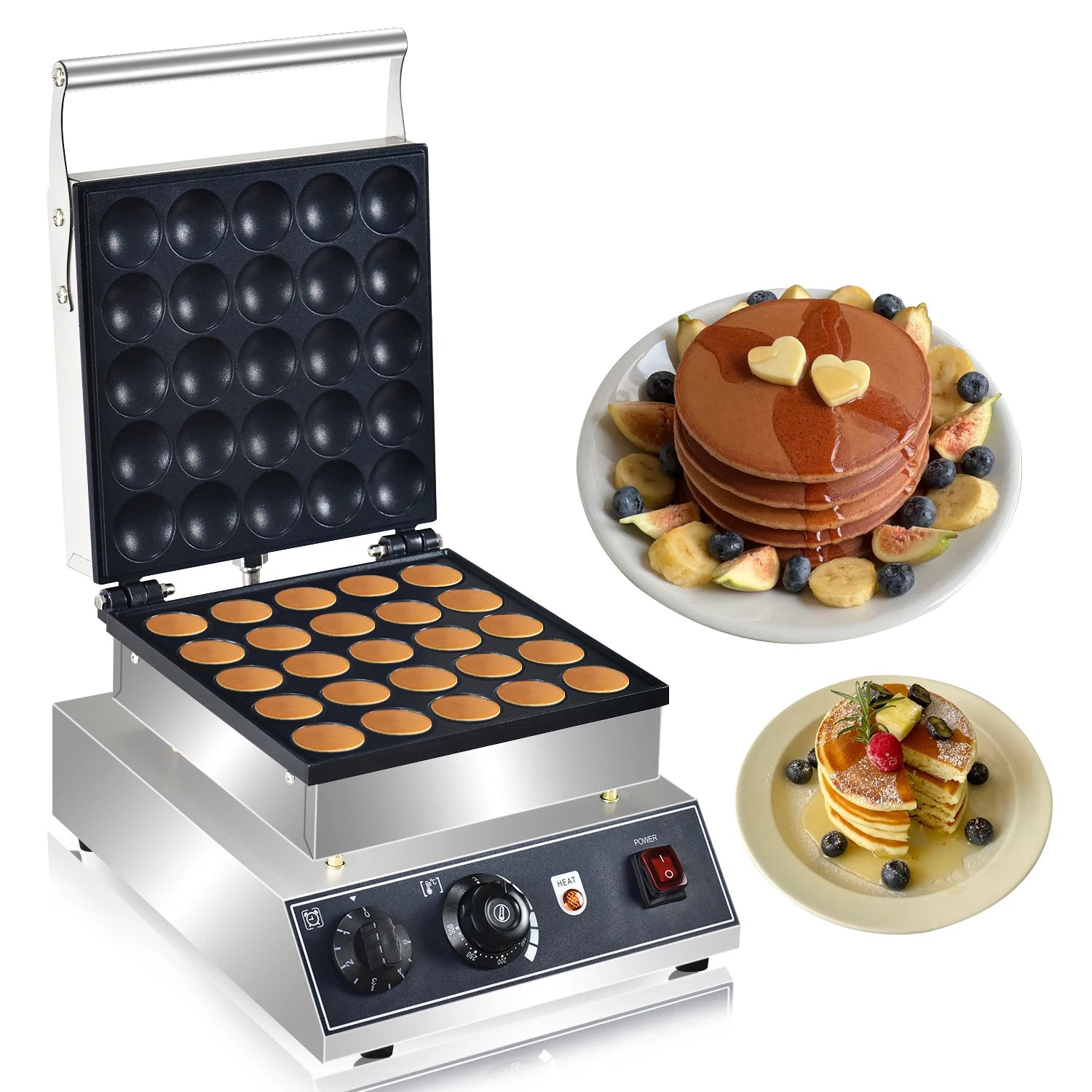 HPH2O Electric 25Pcs Mini Pancake maker Dutch Pancakes Machine1750W Non-stick Coating Baking Dessert Equipment  mini hotcakes