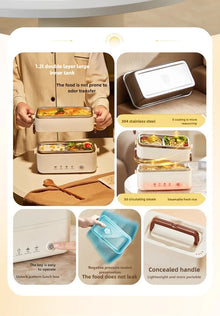 1200ML Electric Lunch Box: Steam/Cook, Auto-Shutoff, Insulated Food Jar for Office Workers - Portable Mini Heated Meal Prep