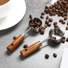Cuillère à mesurer en acier inoxydable de 15 ml, cuillère à café, cuillère à sucre en poudre, à grains de café, manche en bois, outils de cuisine