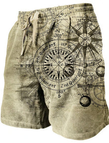 Men's Beach Pants Compass 3D Printed Shorts Men's Summer Breathable Shorts Fitness Street Shorts Men's Ropa Hombre