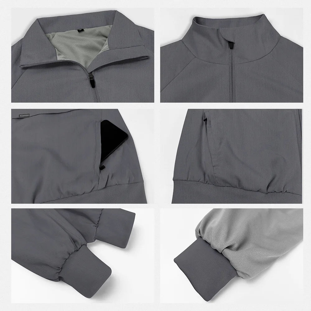 Surgical gown jacket, long sleeved jacket, stand up collar with multiple pockets, medical brush gloves, nurse work clothes
