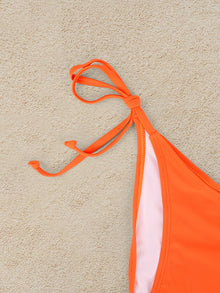 2Pcs Sexy Bikini Swimsuit For Women Solid Color Swimwear Summer Bathing Suits Females Backless Beachwear Halter Swimwear
