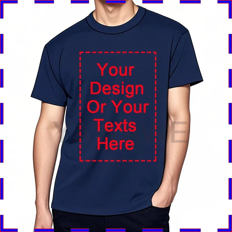Design Your Own Oversized T-shirt for Men Custom Graphic Blank Cotton Personalized Message Tshirt Loose Fit Tops Gift Your Logo