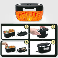 220V 110V 24V 12V 2 in 1 Electric Heating Lunch Box Car Truck Office Food Heater Stainless Steel Food Warmer Container Black Set