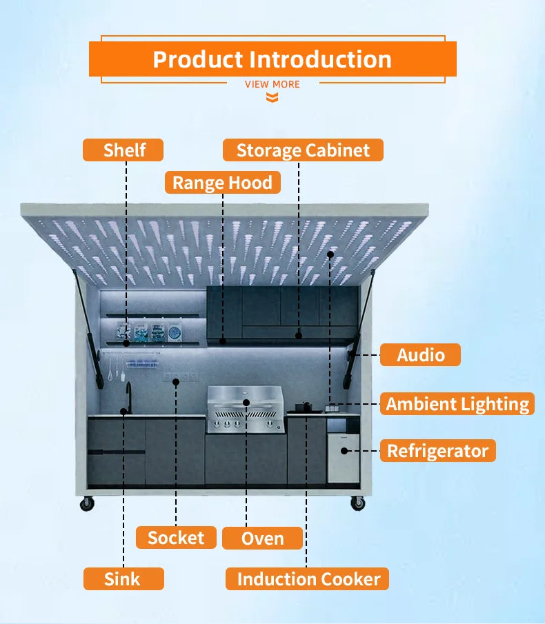 Smart Premium Waterproof Outdoor Mobile Kitchen with Storage for Bbq Camping and Outdoor Events Custom
