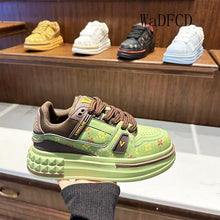 Chunky Sneaker Mens Womens Designer Printed Board Shoes Fashion Casual Microfiber Leather Fabric Height Increased Platform Shoes