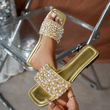 Women Slippers Rhinestone Flat Sandals Fashion Crystal Summer Slippers Comfort Non Slip Beach Shoes Women Flats Slides Women