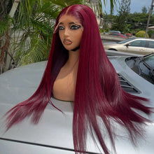 Straight 99J Burgundy Red Synthetic 13x4x1 Lace Frontal Wig