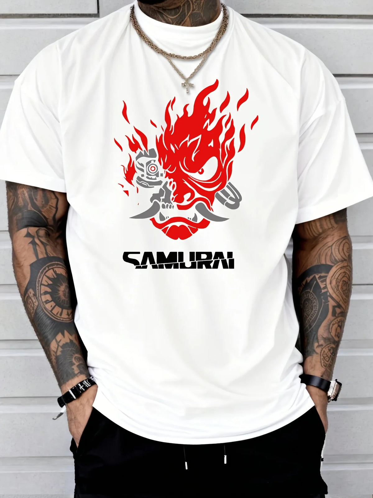 T-shirt unisexe tendance Hip-hop Samouraï, 100 % coton, pour l'été et l'automne, idéal pour le quotidien, le sport en extérieur, style décontracté, coupe ample, manches courtes