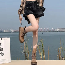 2024 Summer Women Shorts Pants Lady High Waisted Loose High Street Denim Pants Female Streetwear Black Gray Wide Leg Short Jeans