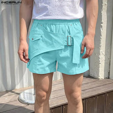 INCERUN Men's Shorts Solid Color Elastic Waist Joggers Casual Shorts For Man Streetwear Summer 2026 Fashion Leisure Men Bottoms