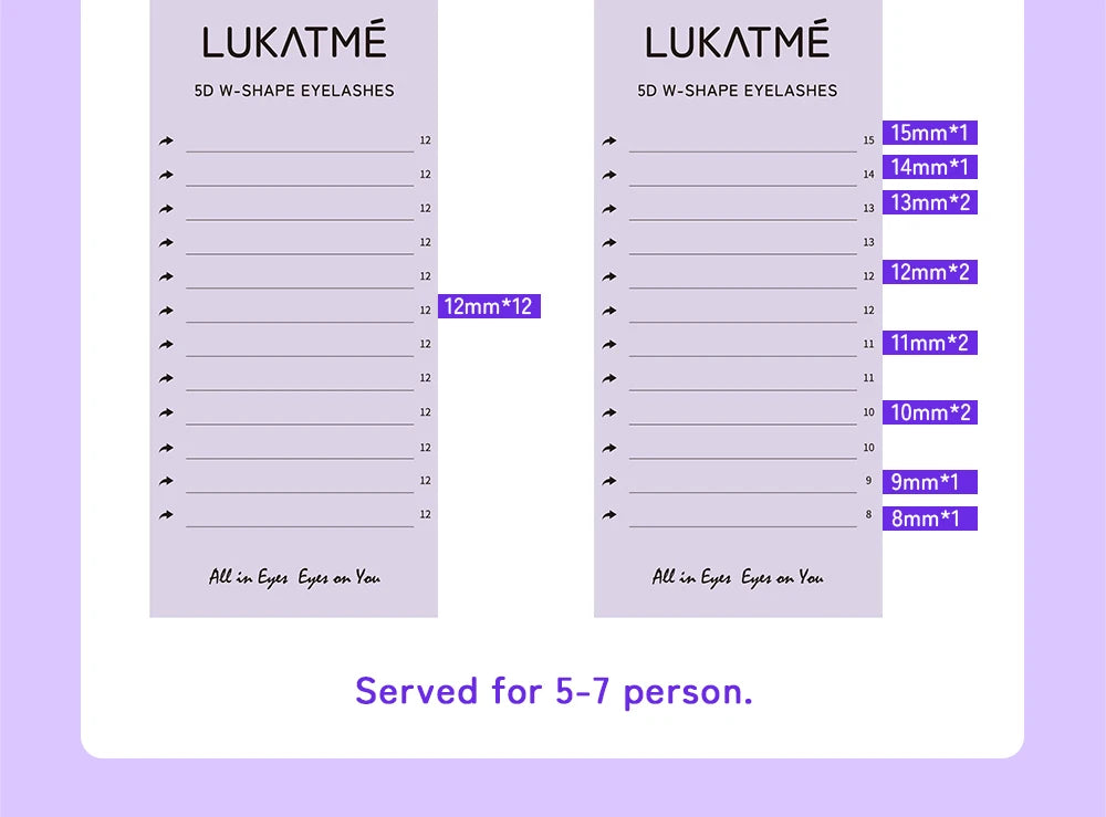 LUKATME 5D W Eyelash Extensions C/D Curl 8-15mm W Shaped 5D Fans False Lashes Mega Volume 5D Eyelash for Makeup