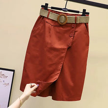 Pants Skirt for Women Shorts Summer Wide Leg Blue High Waist Straight-legged  Pockets Woman Short Black Korean Fashion Culotte